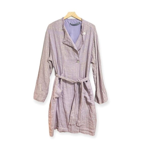 Raquel Allegra Trench Coat in Lilac Metallic, Size 2/M New with tag - Picture 4 of 16